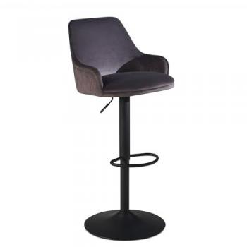Wohnling Barhocker WL7.006 (Samt Grau Hocker mit Lehne 86