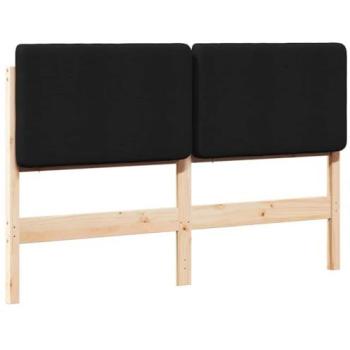 VidaXL 135 cm Brown & Black Upholstered Headboard – Solid Pine