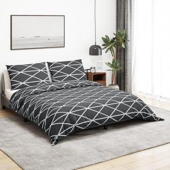 Housse de couette avec taies d'oreiller gris 140x200 cm coton