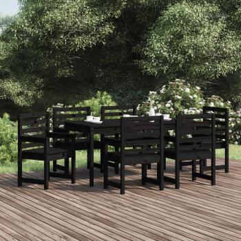 Set da Pranzo Giardino 7pz Nero Legno Massello Pino