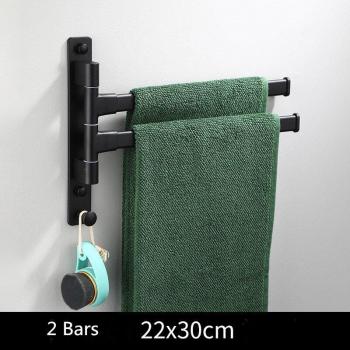 Toallero de baño giratorio de aluminio, color negro, montado en la pared, para 2-5 toallas