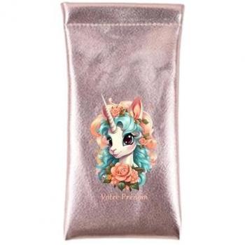 Housse personnalisable pour lunettes rose gold licorne pastel