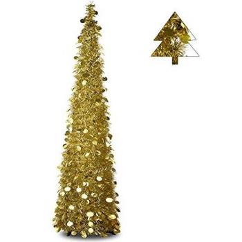Gold Tinsel Pop‑Up Christmas Tree for Indoor/Outdoor