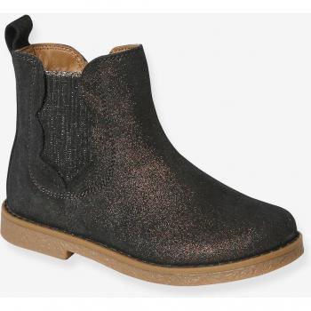 VERTBAUDET Brown Leather Elastic & Zip Boots for Girls Size 34 (UK2)