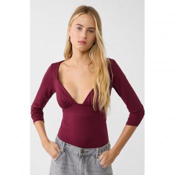 Body bordeaux con scollo a cuore XS