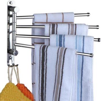 Wall-Mounted Stainless Steel Towel Bar with 2 Hooks