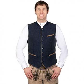 Elegante Leinen Trachtenweste Kilian dunkelblau Gr. 58