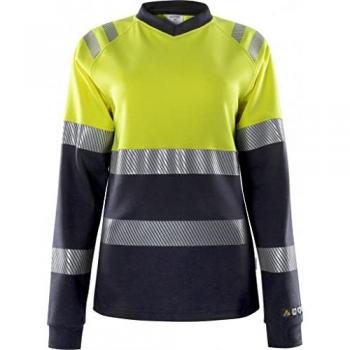 Fristads Damen Flamestat Warnschutz T-Shirt Klasse 1 Größe S Warnschutz-Gelb/Marine