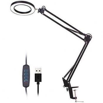 Schwenkarm Lupe USB‑Lampe Kecheer – 5X Vergrößerung