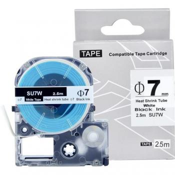 Tepra Compatible Heat Shrink Tube Label Tape SU7Y 7mm Black on Yellow