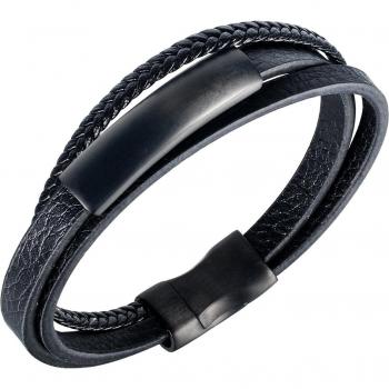 Cyue Boys' Multi-Layer Leather Bracelet with Stainless Steel Magnetic Button ZYLB0178