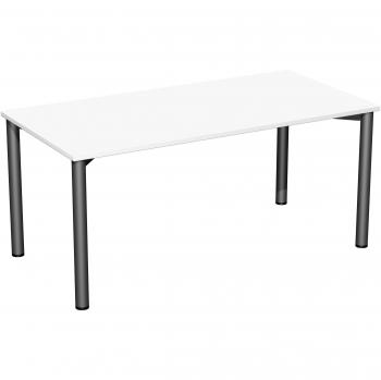 Geramöbel Flex Schreibtisch, 4-Fuß-Gestell grau, 160 x 80 cm, weiß/anthrazit