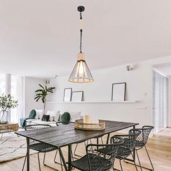 Suspension Luminaire Corde Chanvre E27 Noir