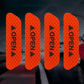 4-Piece Reflective Car Door Safety Decals with Automatic Opening Warning Strips