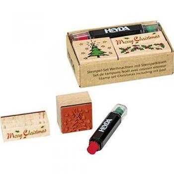 Heyda Stempelset Holz 3 Weihnachtsmotive