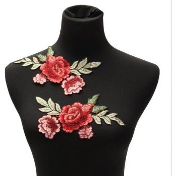 2PC Embroidered Rose Flower Patch for Clothing