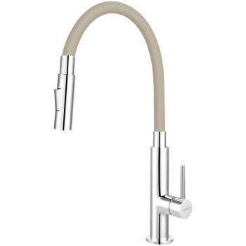 Mitigeur d'évier à bras flexible beige