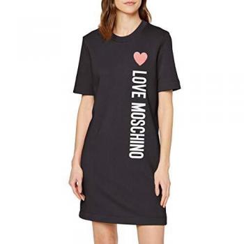 Love Moschino Long Sleeve Fleece Jacket_Stripe Logo Print Robe, Noir (Black C74), 38 (Taille Fabricant: 42) Femme