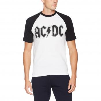 AC/DC Herren Logo T-Shirt, Raglan-Ärmel, Weiß