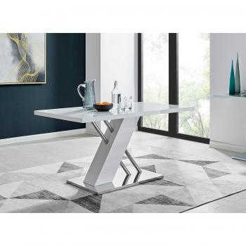 Sorrento White High Gloss and Chrome Dining Table