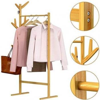 Portant 2 en 1 en bambou 163,3x66x40cm