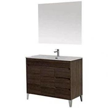 Salle de bain Linea Mondo – Rangement double porte en chêne foncé, 3 tiroirs