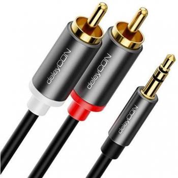 DeleyCON Hochwertiges 3,5mm zu RCA Kabel für optimale Klangübertragung