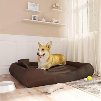 Cuccia per Cani in Tessuto Oxford 135x100x20cm con Cuscini Marrone