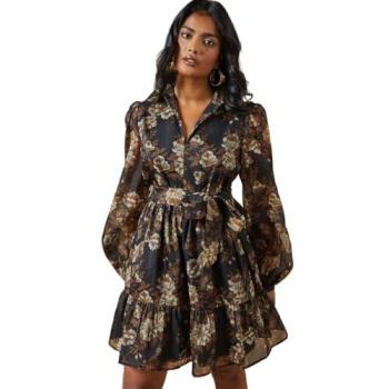 Black Mini Organza Dress with Collar from Oasis – 18 UK