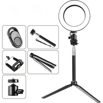 Lampe annulaire LED de 8 pouces avec trépied, réglable pour photographie et vidéo