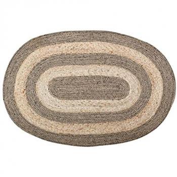 Tapis Ovale en Jute Naturel et Noir
