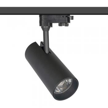 Foco Prolux 25W negro para carril monofásico CRI >90 blanco cálido