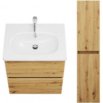 Meuble simple vasque Joline 60 cm en chêne avec colonne – Burgbad