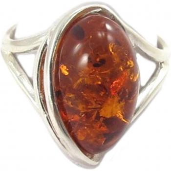 Bernsteinfarbener „Inspiration“ Silberring (16 x 10 mm, 52, Braun)