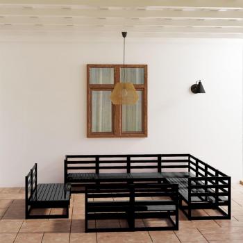 VidaXL 11-Piece Garden Furniture Set Black Pinewood
