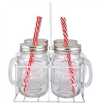 Esschert Design C2044 Patio Mug Kit – 4 Glass Cups in Crate