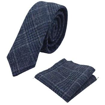 TruClothing Oak Tweed Ensemble: Beige Tie & Blue Pocket Square