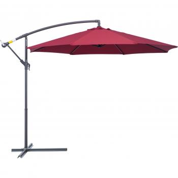 Ombrellone da Giardino 3x2.5 m a Braccio Inclinabile Rosso Scuro
