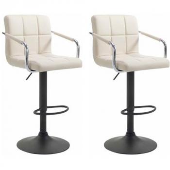 Taburetes de Bar Lucy V2 en Simil Cuero Crema/Negro