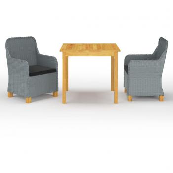 Light Grey 3-Piece Patio Dining Set