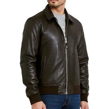 Veste de pilote en cuir marron LCSTRICKE Schott