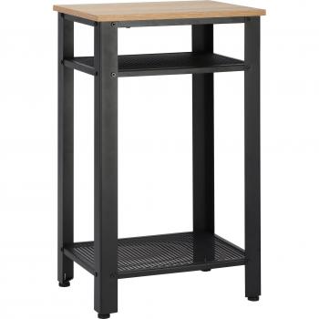 Mesa de Apoio com 2 Prateleiras de Metal Estilo Industrial 45x35x75cm Carvalho e Branco