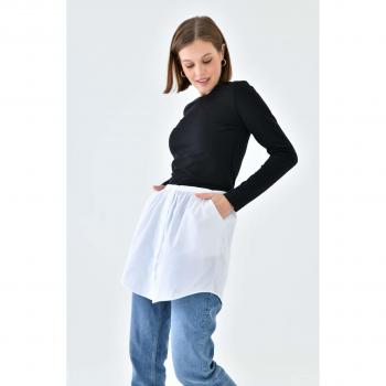 Mirach, Estensore Gonna Camicia con Tasche Taglia Unica Nera