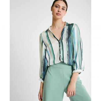 Rayas Trucco Camisa con Cierre de Botones