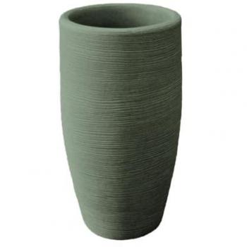 Tronco conico alto rigato Shabby Verde, Vaso per piante e fiori in polietilene, altezza 70 cm, diametro 40 cm