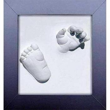 Set de cadre photo 3D argent Happy Hands pour main ou pied de bébé