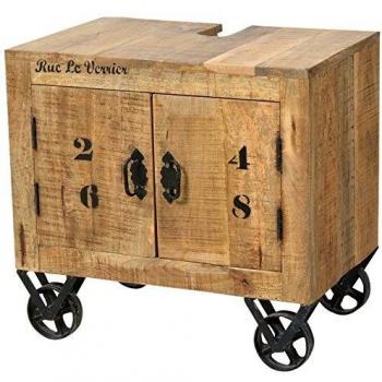 SIT Unterschrank „Natur“ – Beige (Natura) mit schwarzem Industrial‑Print, 66 × 43 × 61 cm