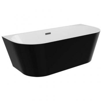 Vasca da bagno semi freestanding 255L 180x75x58 cm Nero brillante – “Divina”