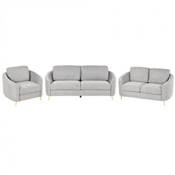 Conjunto de sala de estar 6 plazas estilo glamour gris claro/dorado