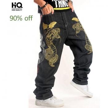 Pantalones vaqueros masculinos bordados de estilo hip hop, talla 30-46
